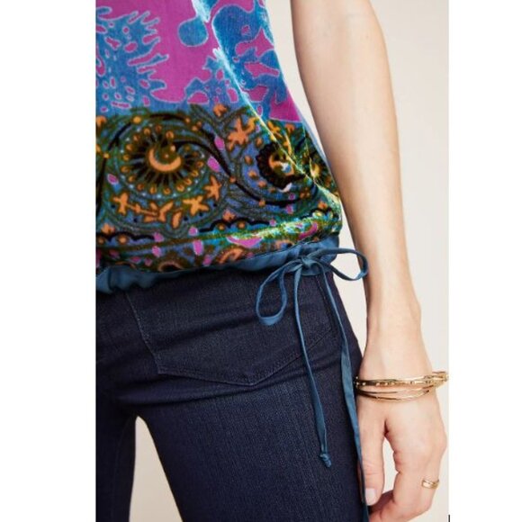 Mika Lacy Velvet Top in Navy Motif by Tiny from Anthropologie - Size Small - NEW - Picture 4 of 7